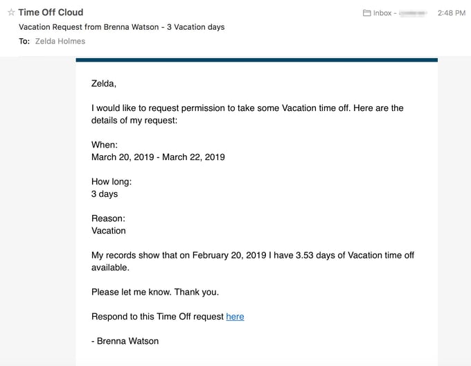 Time Off Request Workflow